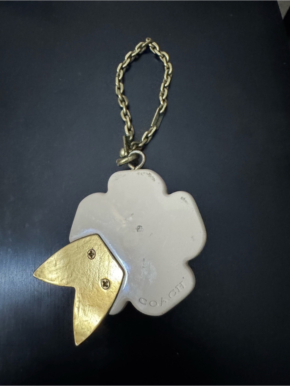 Coach Resin and Brass Tea Rose Charm with Red Accent and Green Leaves - Picture 2 of 4